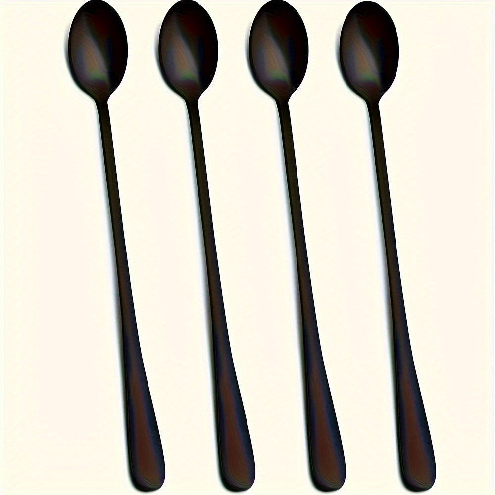 Black Stainless Steel Spoon Set for Coffee Iced Tea and Ice Cream 2 4 6 Pieces