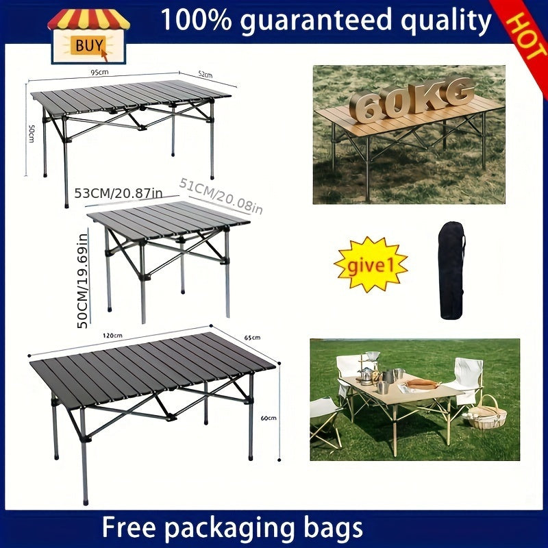 Foldable Outdoor Camping Table Durable Golden Material Roll-Up Design