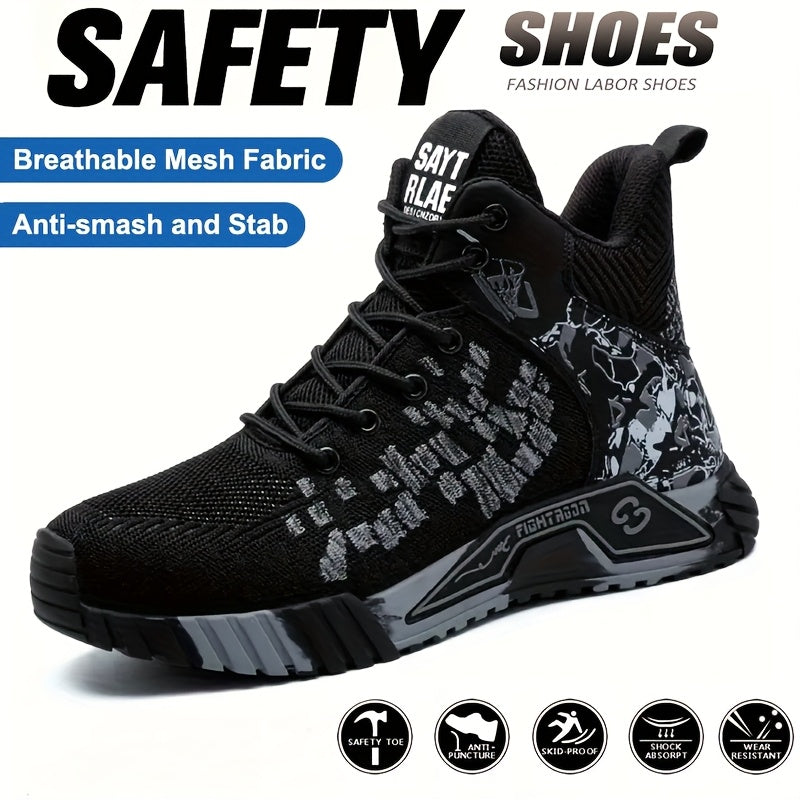 Women's Safety Work Shoes Breathable Mesh Toe Anti-Smash Slip-Resistant Black