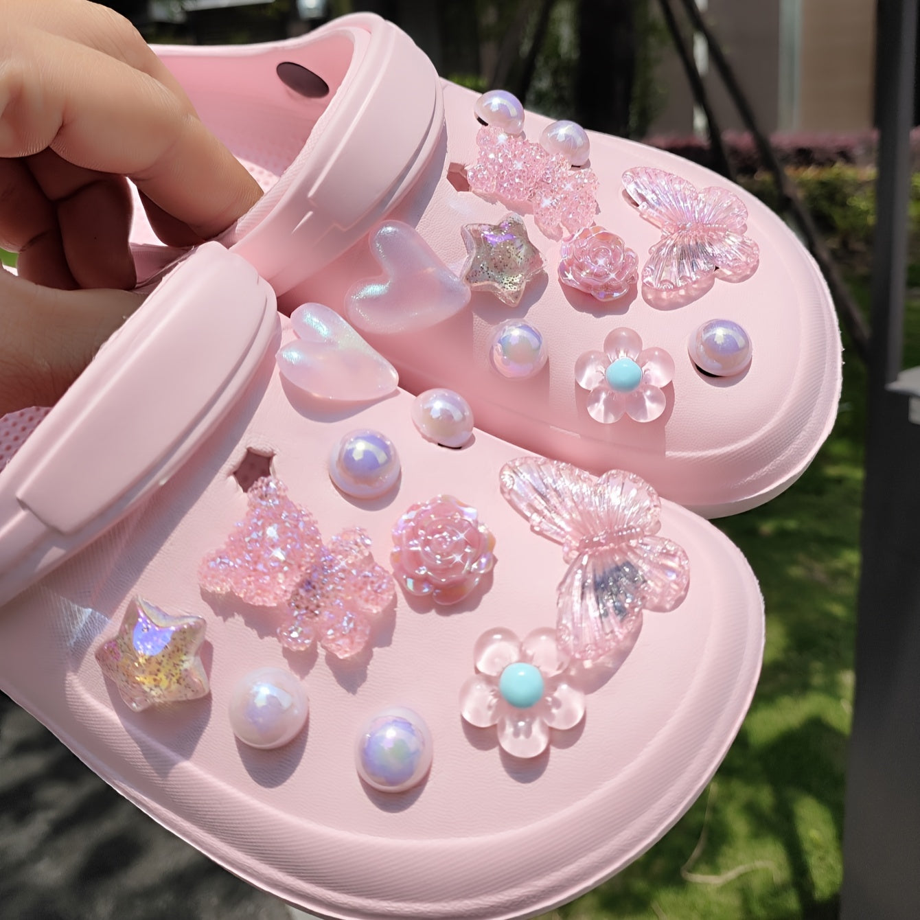 Набор украшений для обуви Pink Bear Love Butterfly Flower, 20 шт., съемные аксессуары для сандалий