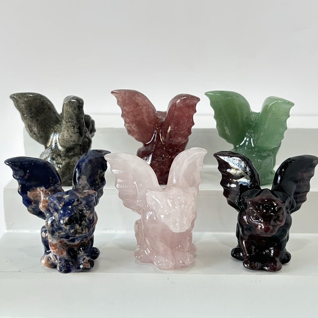 Uy bezaklari va ofis stol aksessuarlari uchun tabiiy kristall gargoyle haykali