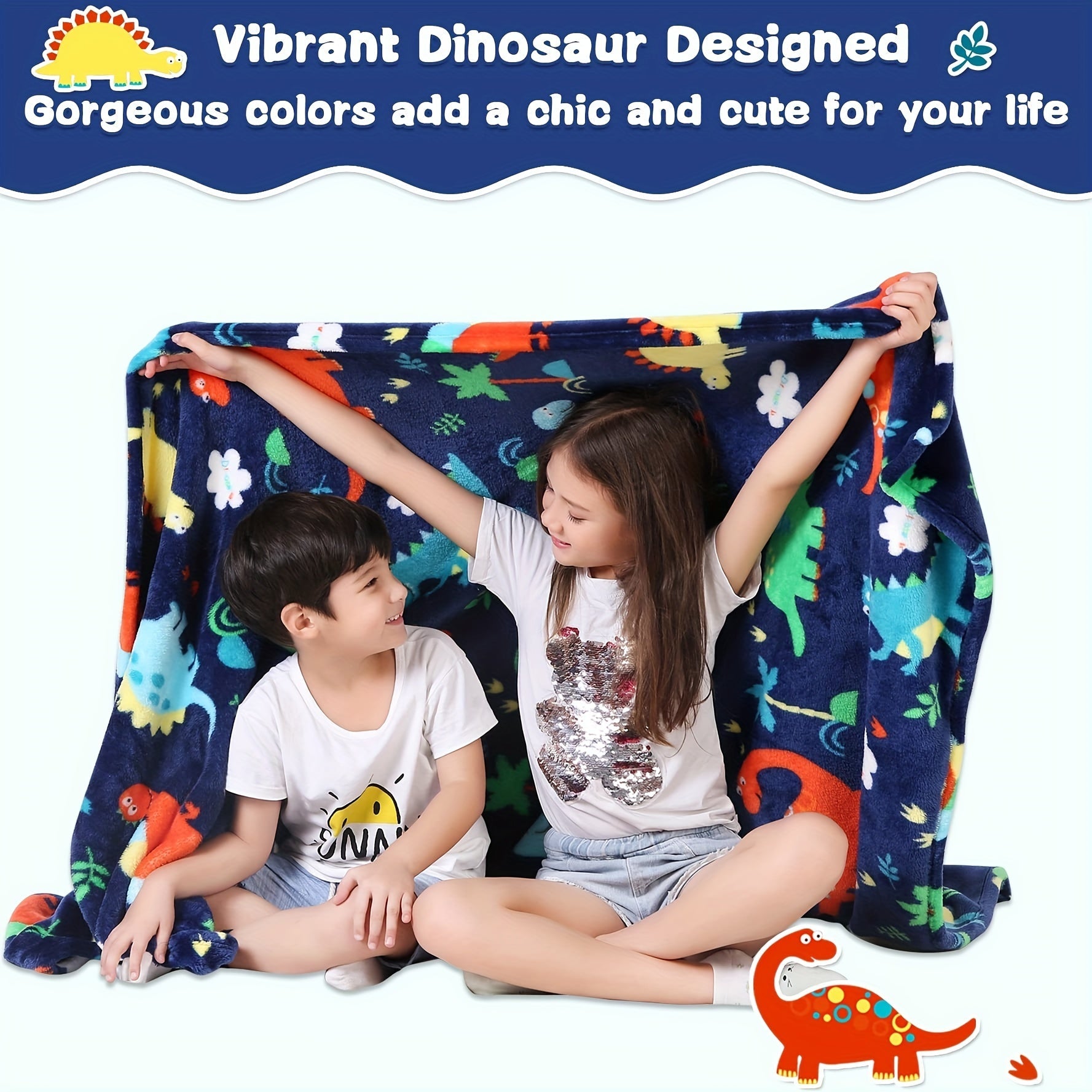 Baby Dinosaur Blanket Soft Warm Fleece Crib Stroller Travel Bed for Boys Girls