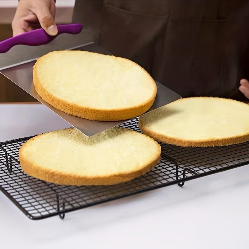 Stainless Steel Cake Transfer Board with Silicone Spatula for Baking and Decorating