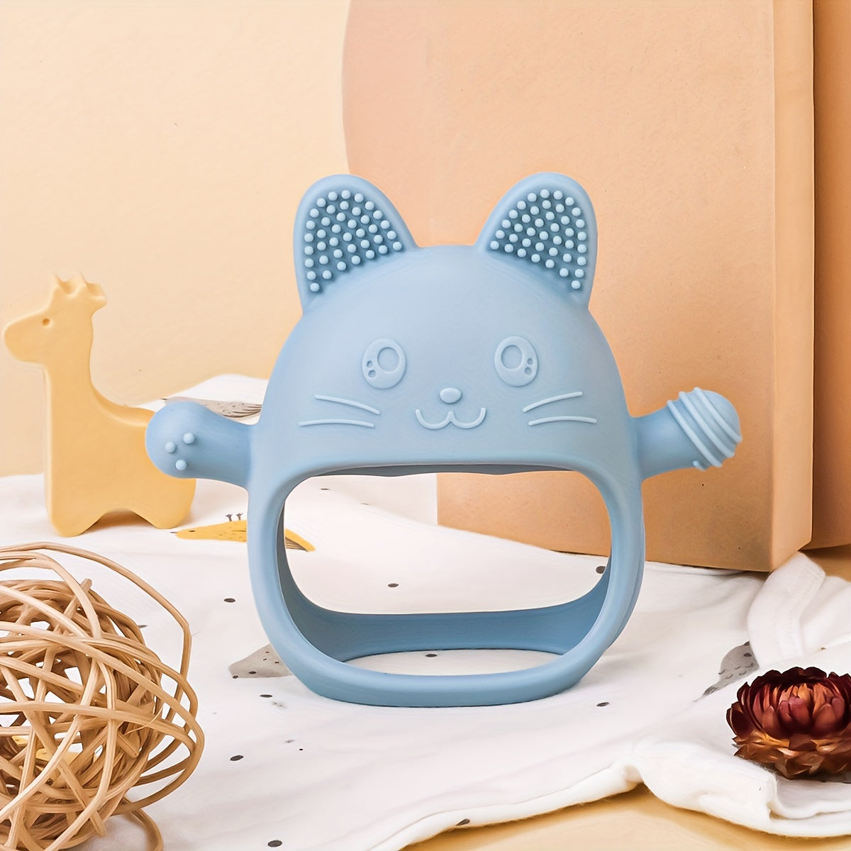 Chiroyli Silikon quyon tishlagich qoʻllari bolalar uchun, toksik emas, yumshoq chaynash o'yinchoqi