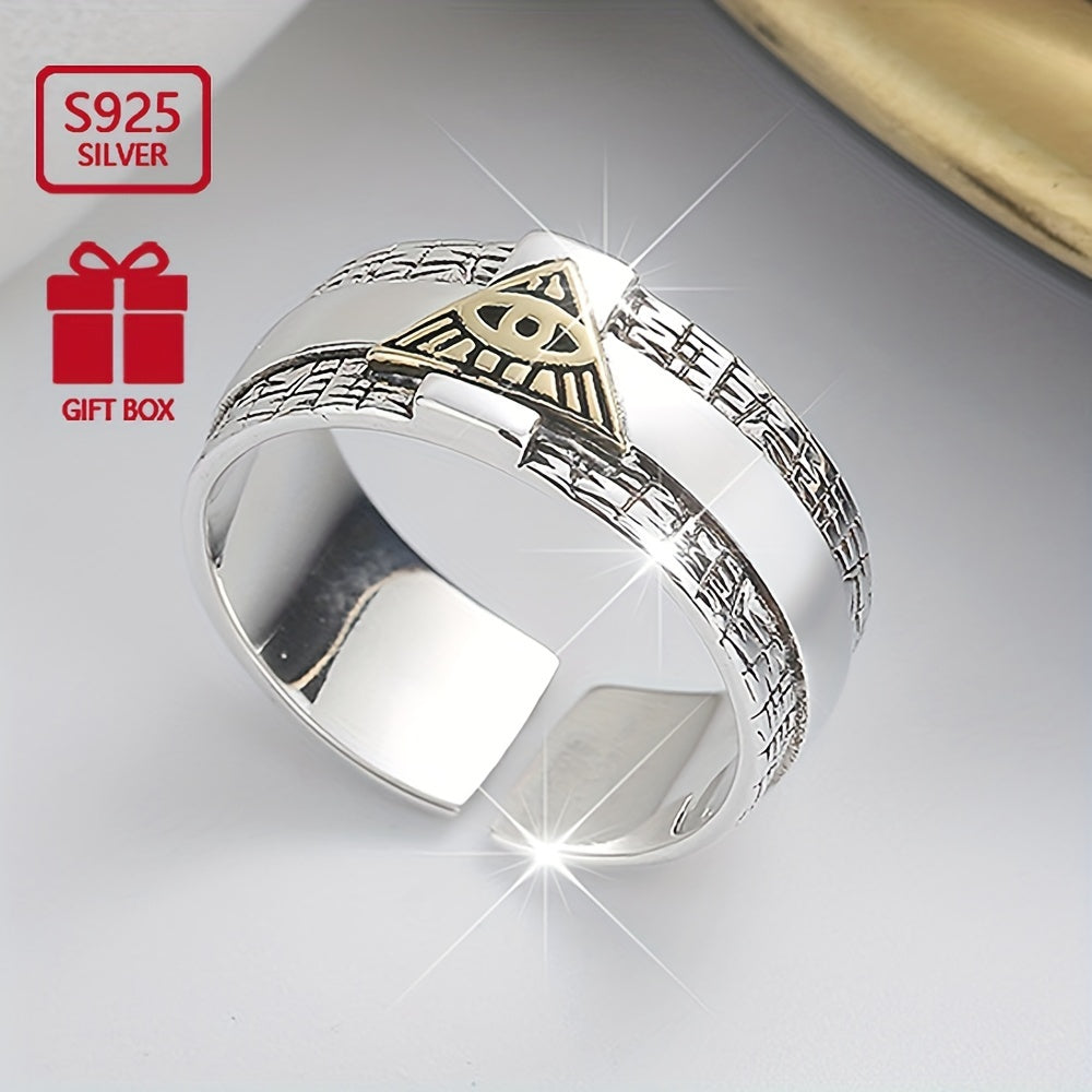 Ushbu vintage uniseks 925 sterling kumush xoch uzuk nafis ochiq dizaynga ega bo'lib, partiyalar va tadbirlarda kiyish uchun mukammaldir. Uning og'irligi taxminan 4.6g.