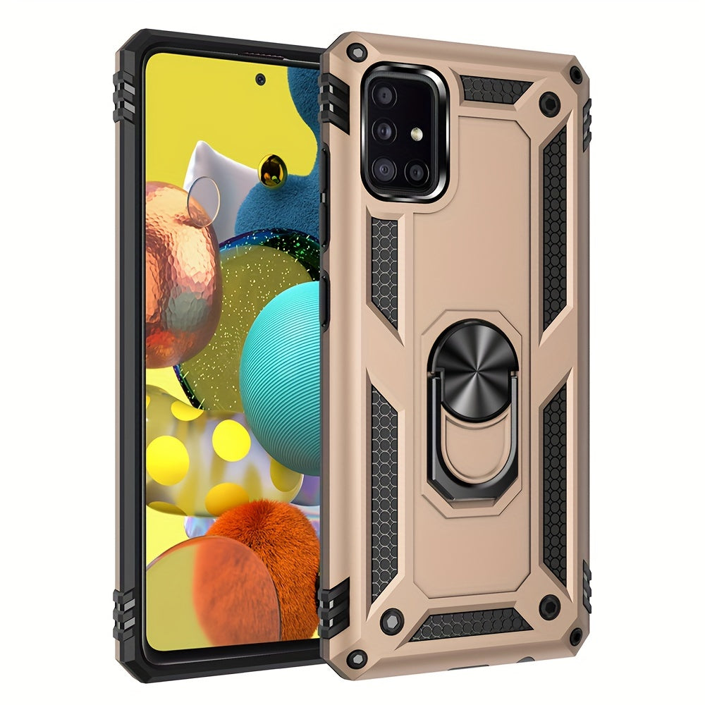 Shockproof Phone Case for Samsung Galaxy A Series with Ring Kickstand and Air Cushion Protection