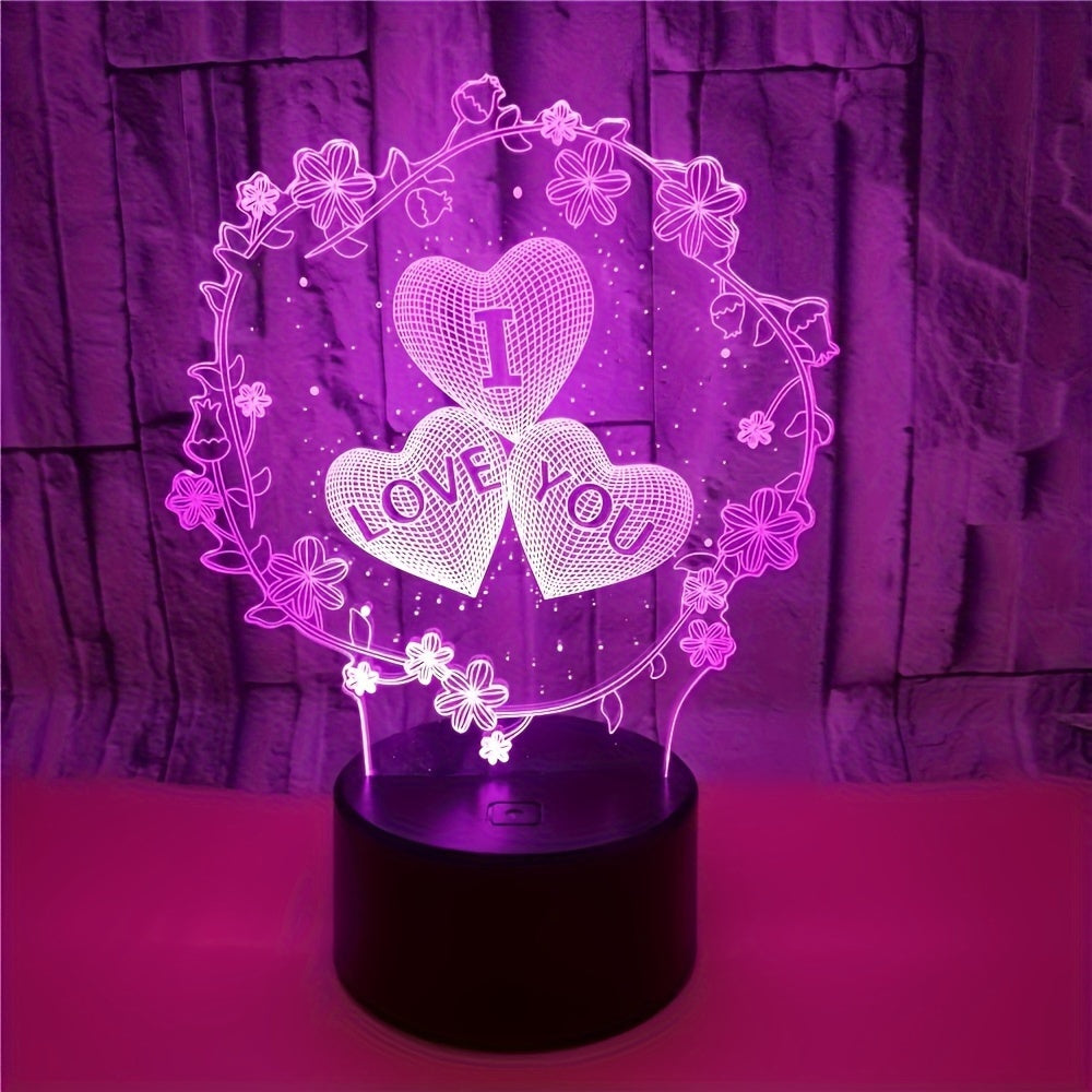 Heart Pattern Night Light with 7 Colors for Home Decor and Romantic Gifts