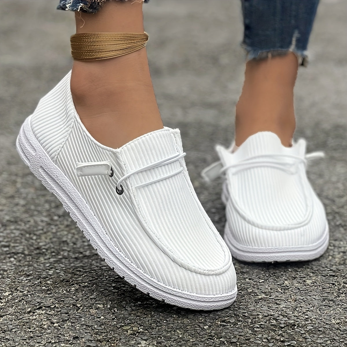 Women's Casual Striped Skate Shoes Non-Slip Durable Low-Top Sneakers
