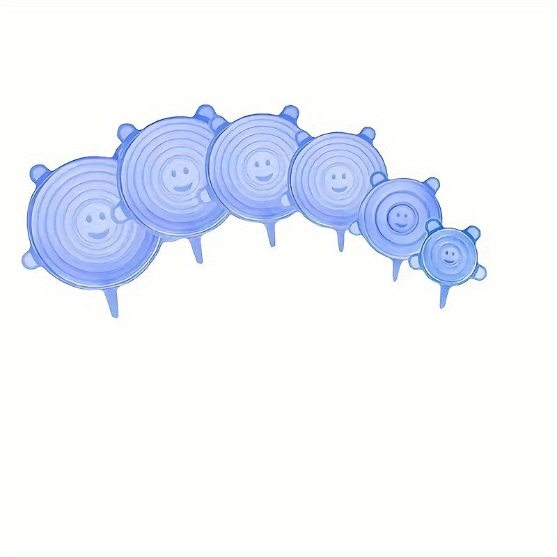 Juego de 6 tapas de silicona para estirar, aptas para alimentos y herméticas para recipientes