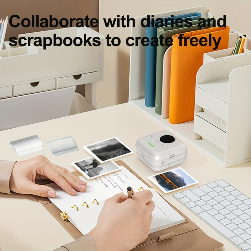 Thermal Label Printer Wireless Monochrome Rechargeable Battery for Scrapbooking and Diaries