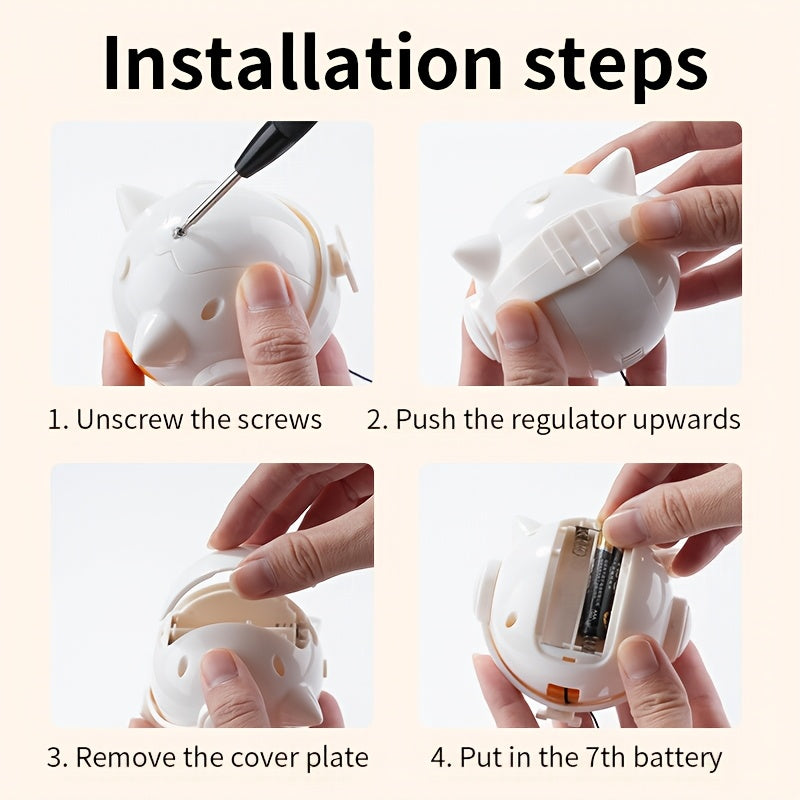 Игрушечный мяч для кошек с батареей AAA для 10 минут игры. Форма кошки стимулирует охотничьи инстинкты.