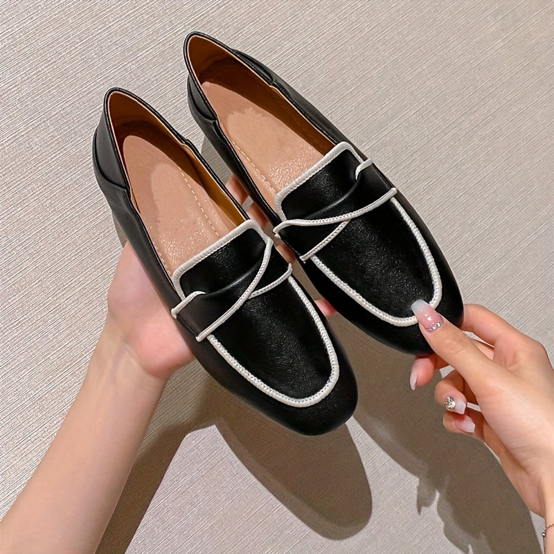 Women's Flat Shoes Slip-On Square Toe Lightweight Solid Color Casual