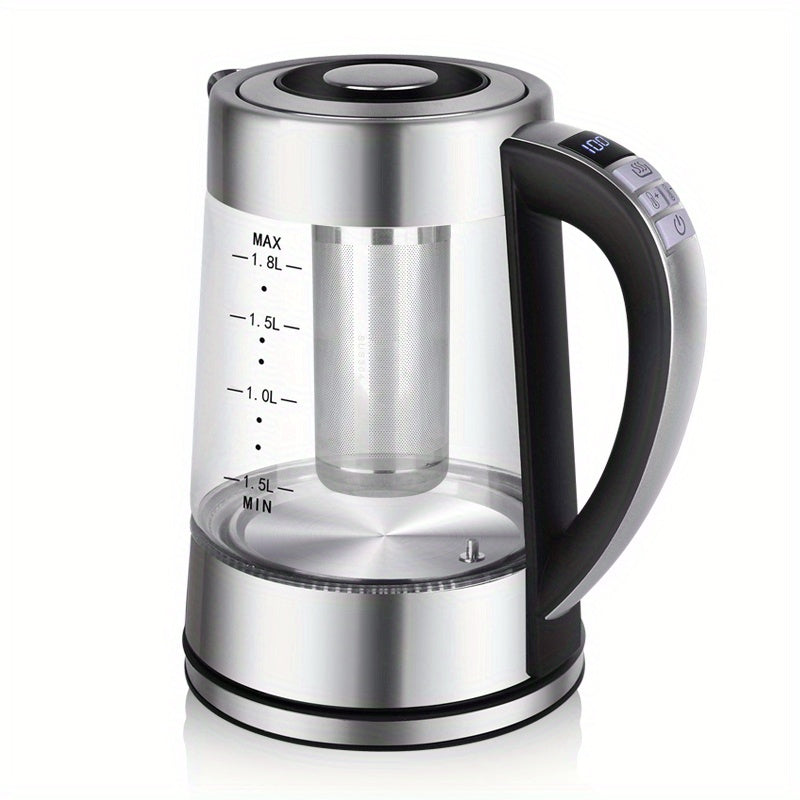 Electric Glass Kettle 1.8L with 12 Temperature Controls and Insulation