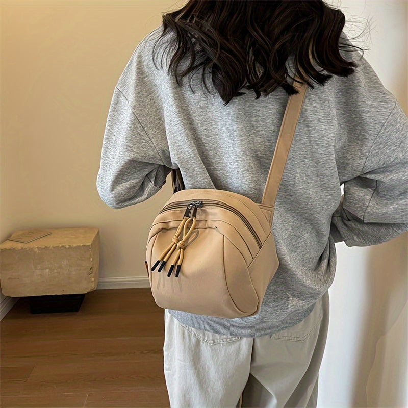 Women's Nylon Crossbody Bag Casual Solid Color with Front Zipper Pocket for Work and Daily Use