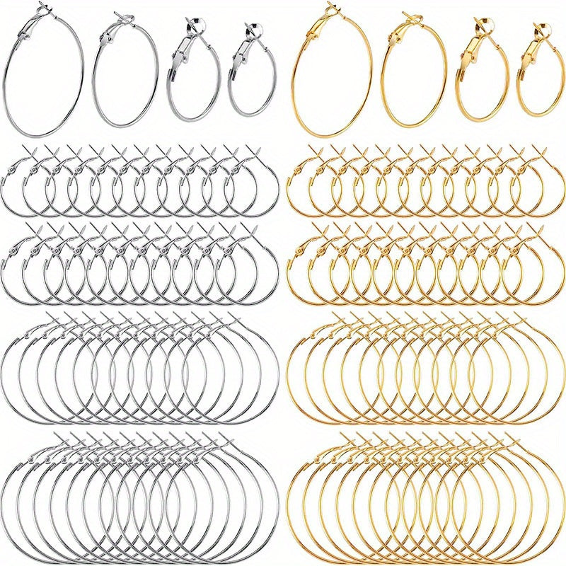 Set of Silver and Gold Plated Ferric Earring Hoops for DIY Jewelry Making