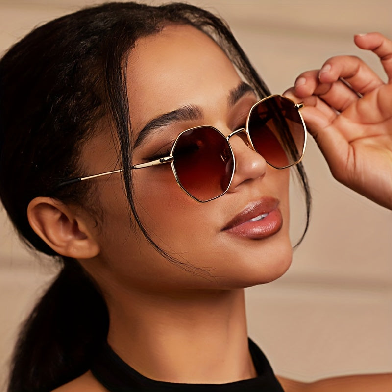 Ayollar va erkaklar uchun polygonal metall shisha to'plami, kundalik gradient dizayni, plyaj partiyasi aksessuarlari