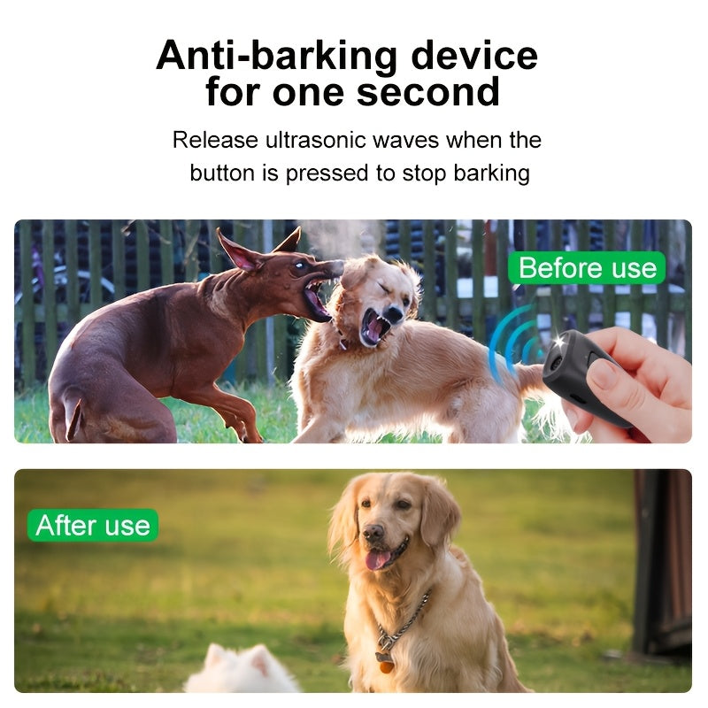 Portable Dog Bark Deterrent Device with LED Light USB Rechargeable Indoor Outdoor Anti-Barking Trainer