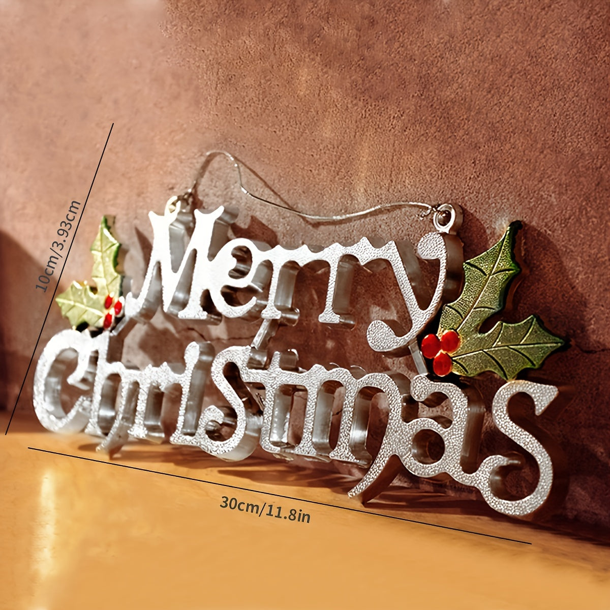 Christmas Hanging Sign Gold Silver Letter Decoration Plastic Holiday Ornament