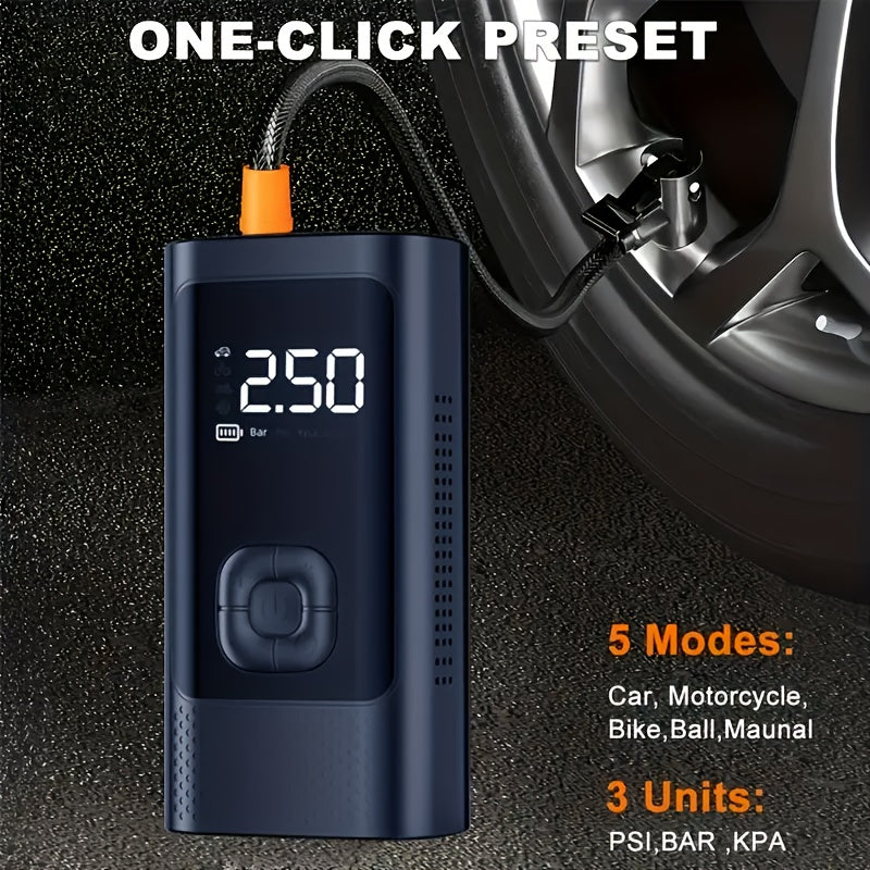 Rechargeable LED Tire Inflator for Cars Bikes Motorcycles Sports Balls Portable USB