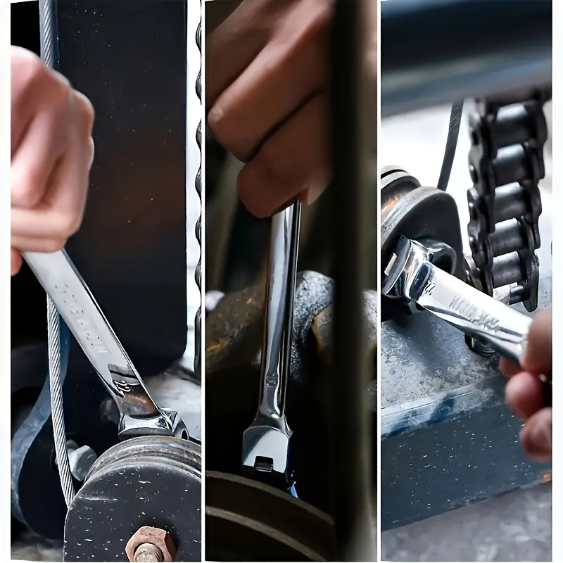 Adjustable Ratchet Wrench Chrome Vanadium Steel Metric Sizes for Home Auto Bike Repairs