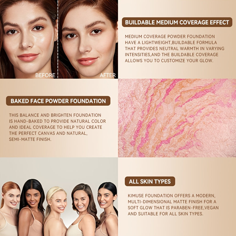 Girl's Long-Lasting Baking Powder Foundation Natural Finish 24H All Skin Types