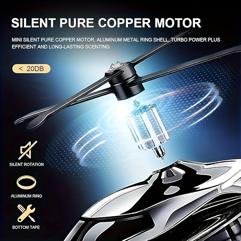 Solar-Powered Helicopter Car Air Freshener Aluminum Alloy Long-Lasting Natural Fragrance