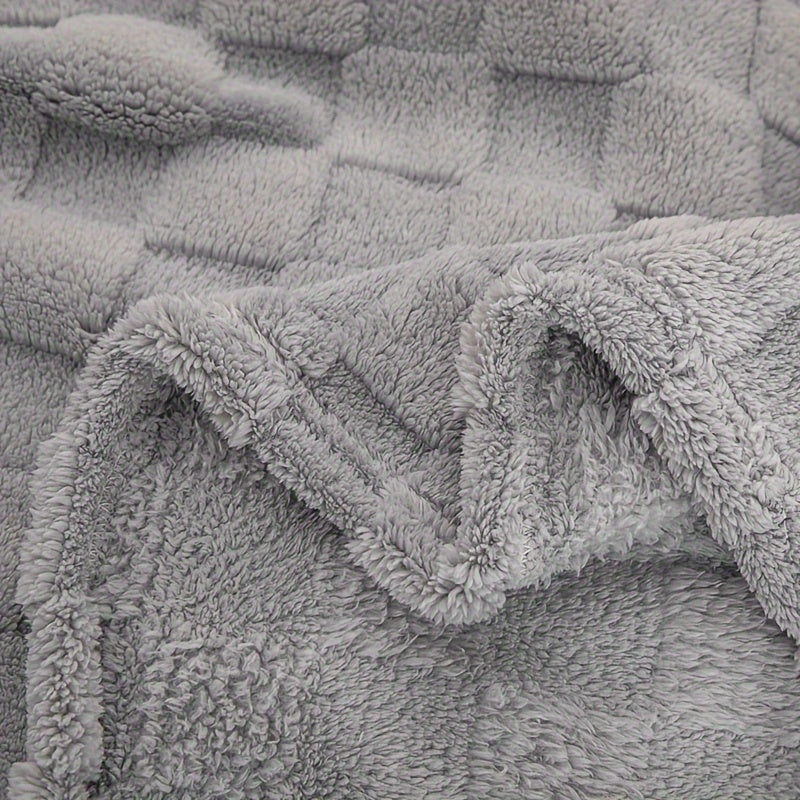 Светло-серое клетчатое теффатное пледовое одеяло из 100% полиэстера, уютный флис для дивана, кровати, путешествий