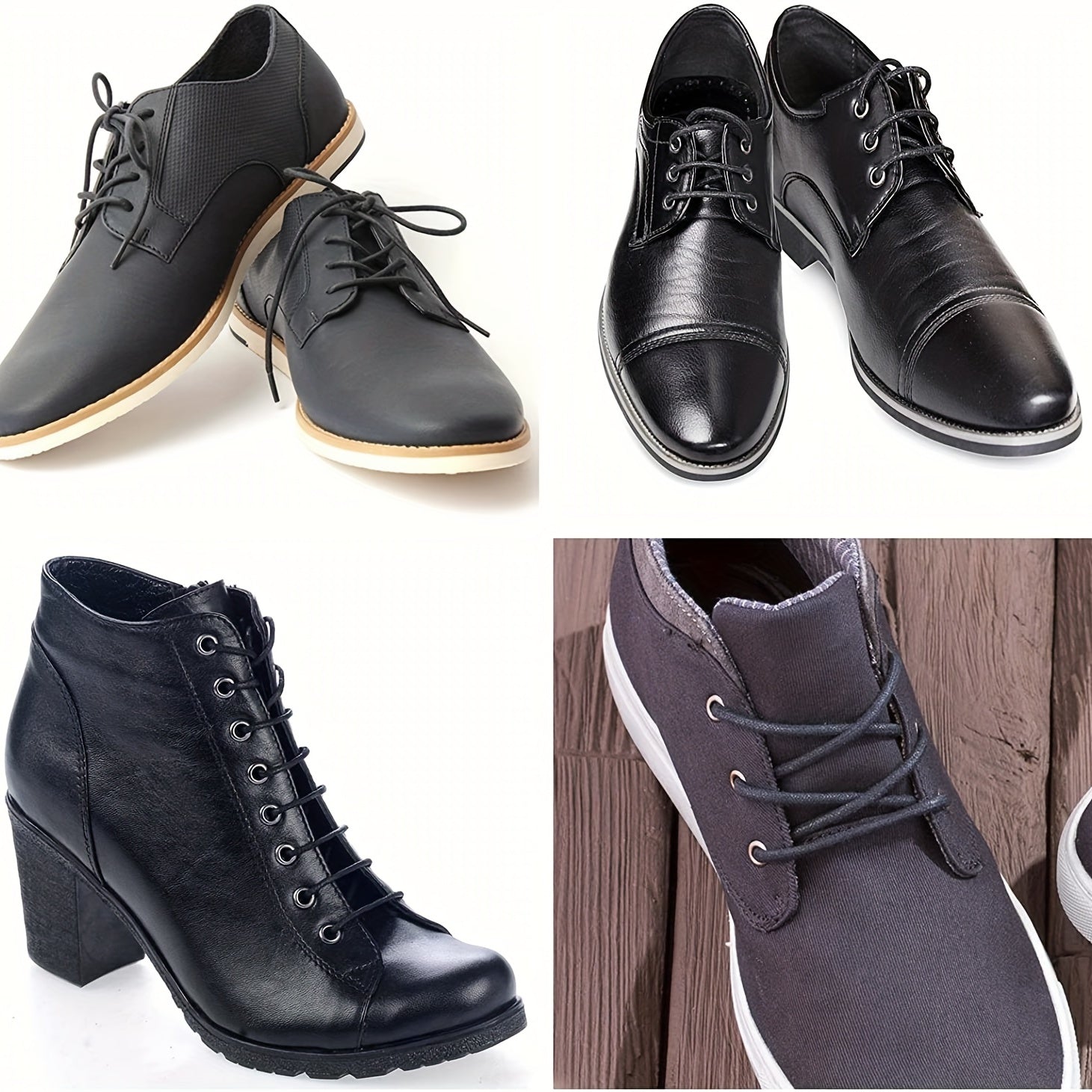 5 Pairs Waxed Thin Round Leather Shoe Laces for Dress and Casual Boots