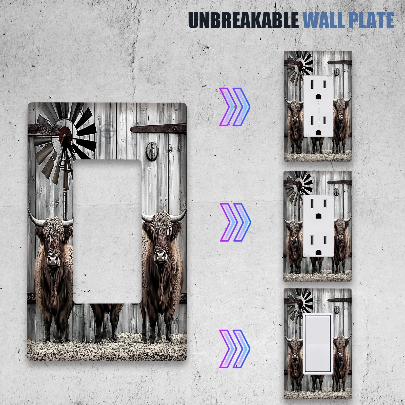 Highland Cow Wall Plate Cover for Light Switch and Outlet Decorative Home Decor