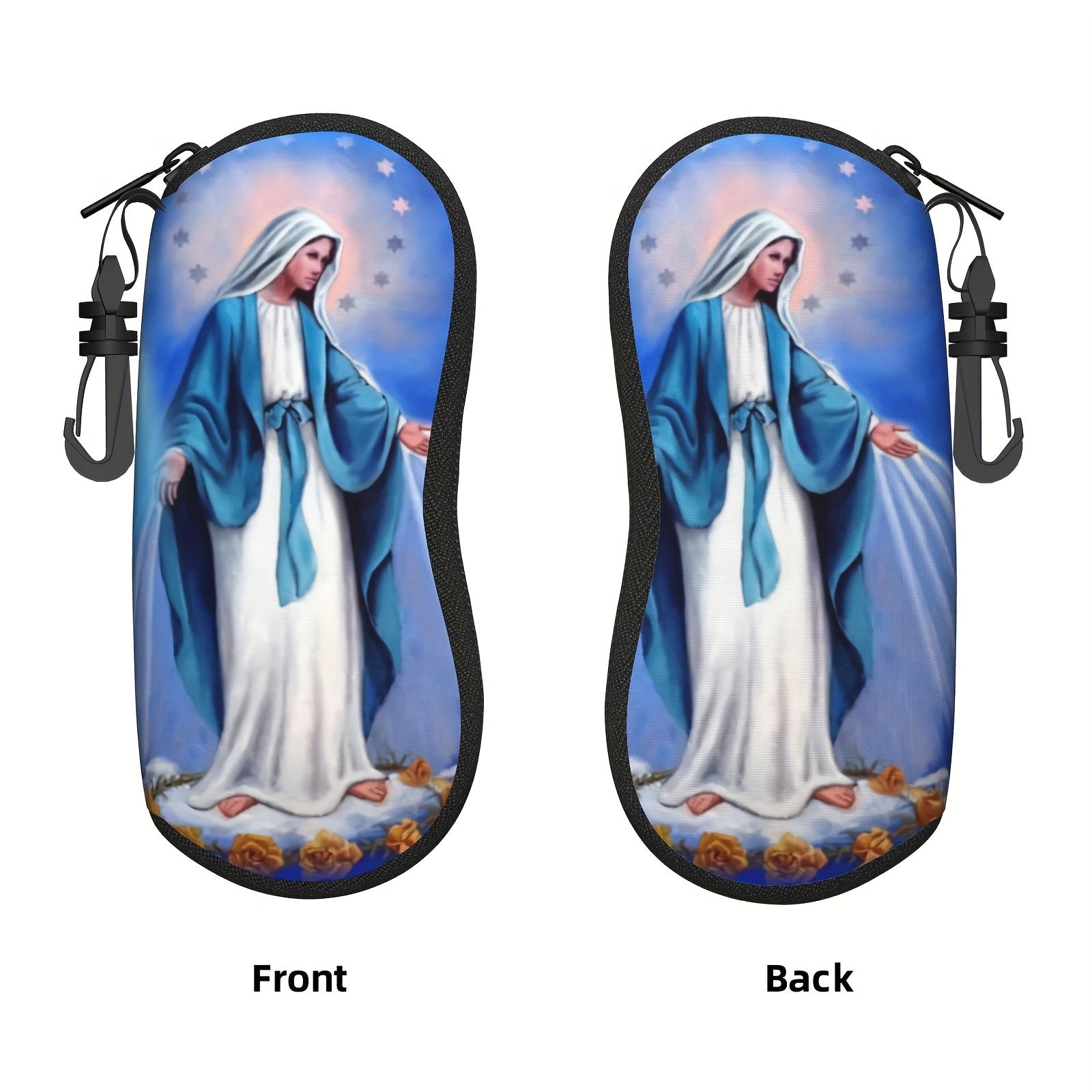 Our Lady of Fatima Virgin Mary Eyeglass Case Waterproof Neoprene with Keychain