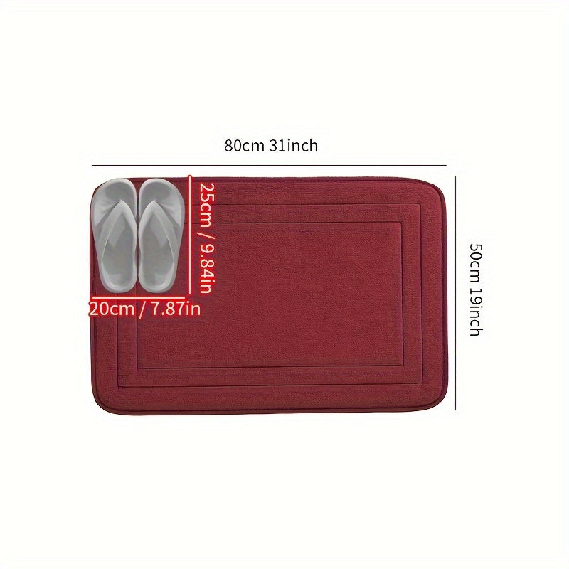 Soft Non-Slip Flannel Bath Mat Absorbent Quick-Drying Rectangular Rug