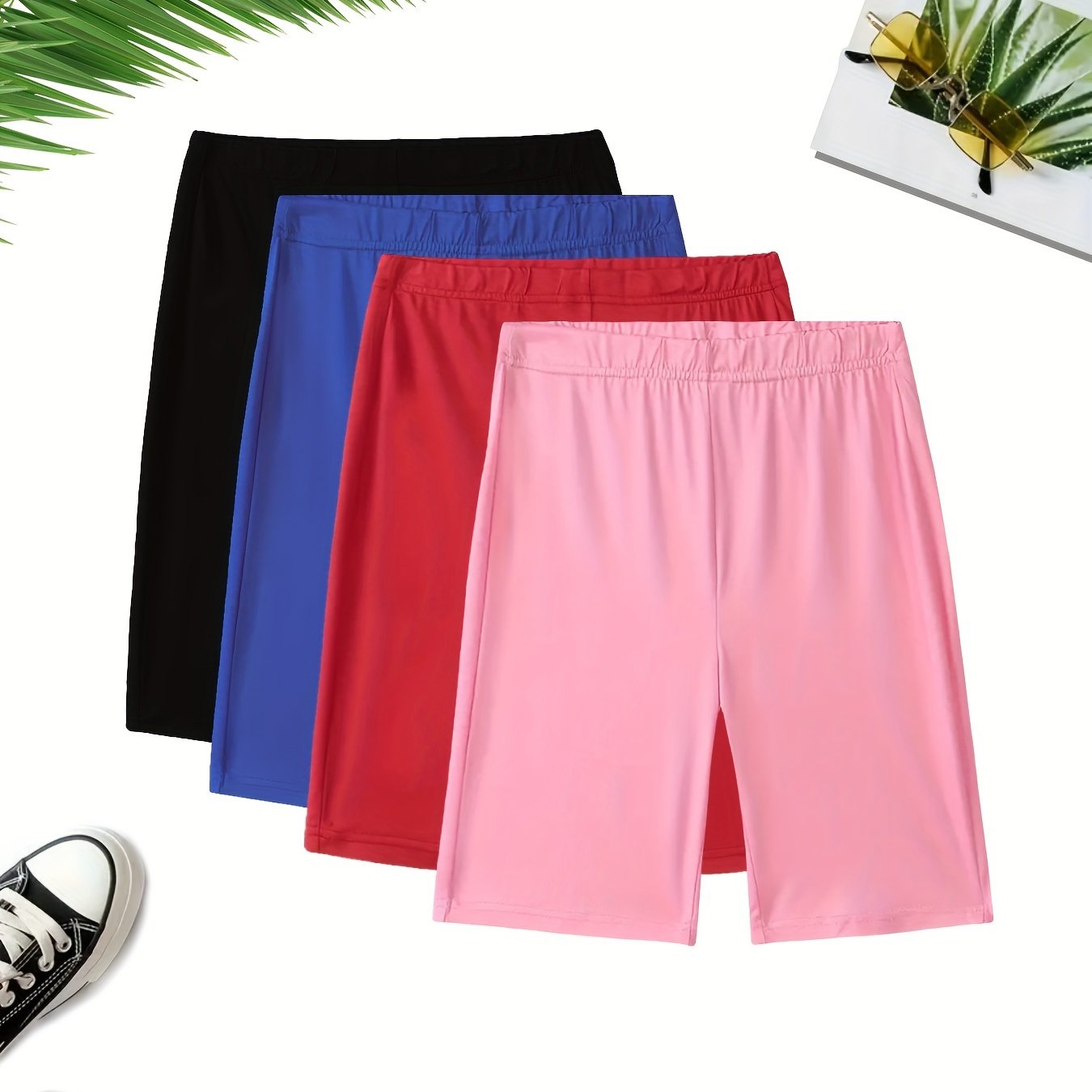 Women's Casual Sports Shorts Set Four Pieces Breathable Athletic Wear