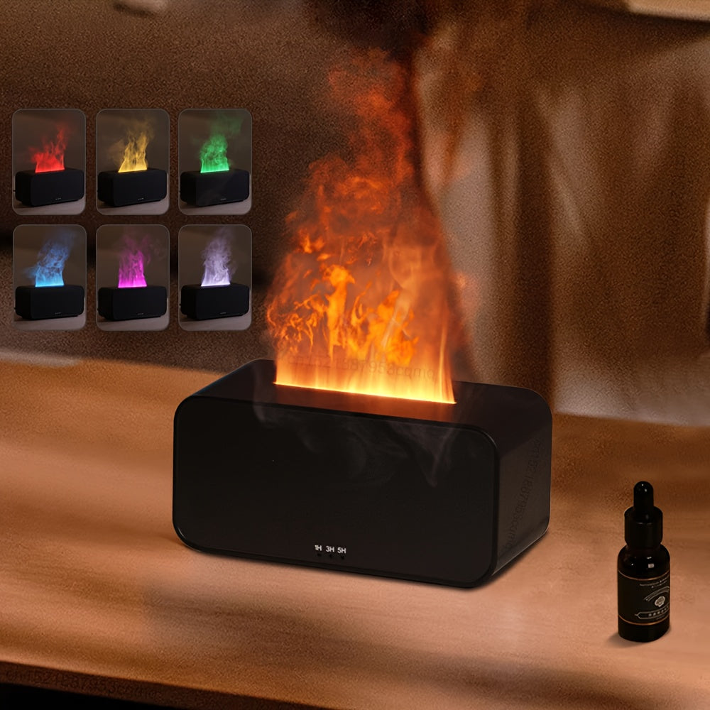 Ultra-Quiet Flame Aromatherapy Diffuser Humidifier with 7-Color LED for Rooms