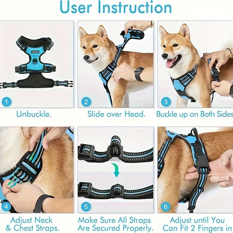 No-Pull Dog Harness and Leash Set with Reflective Features for Medium and Large Dogs