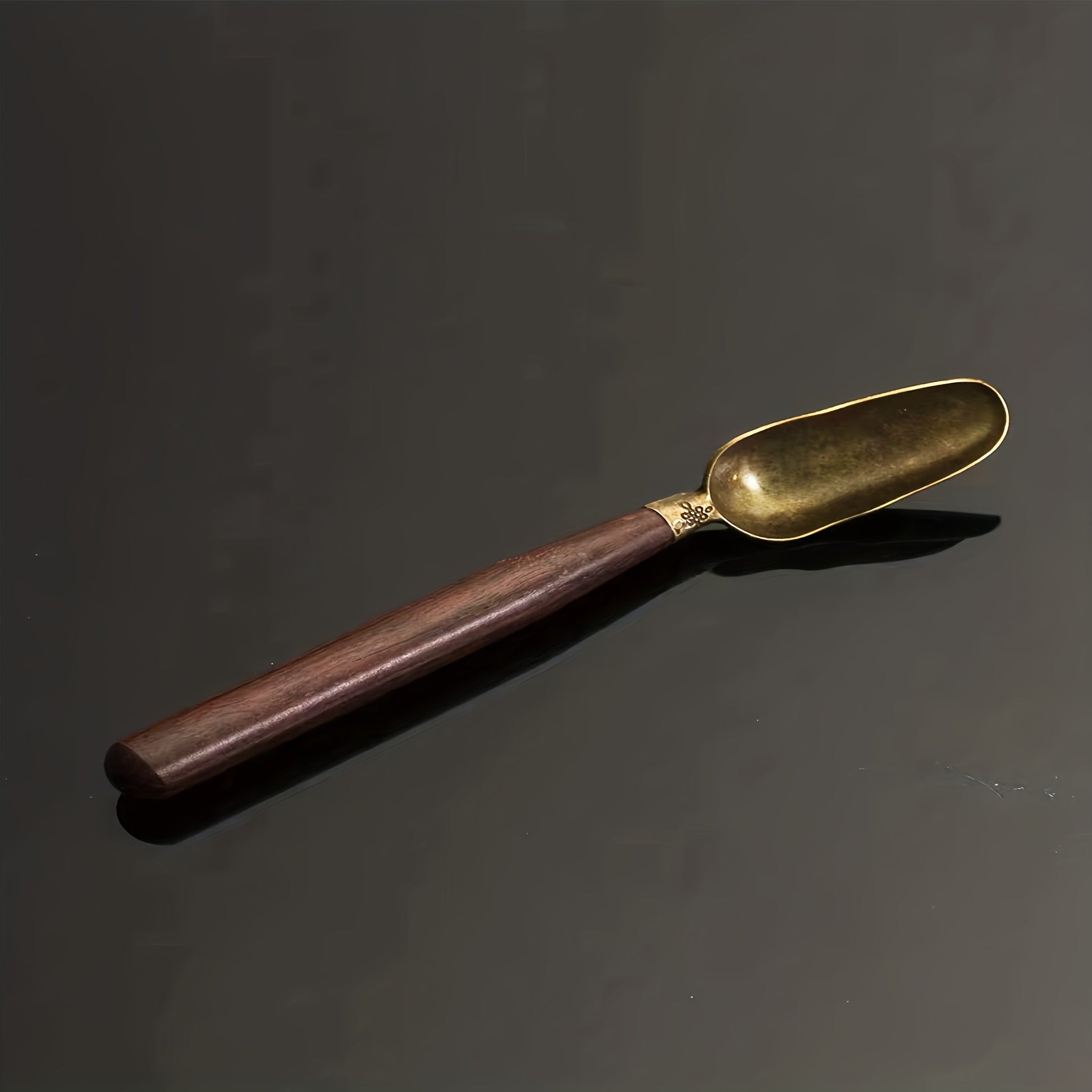 Cuchara de aleación de sándalo negro para té, café, ceremonias de inspiración zen y kung fu