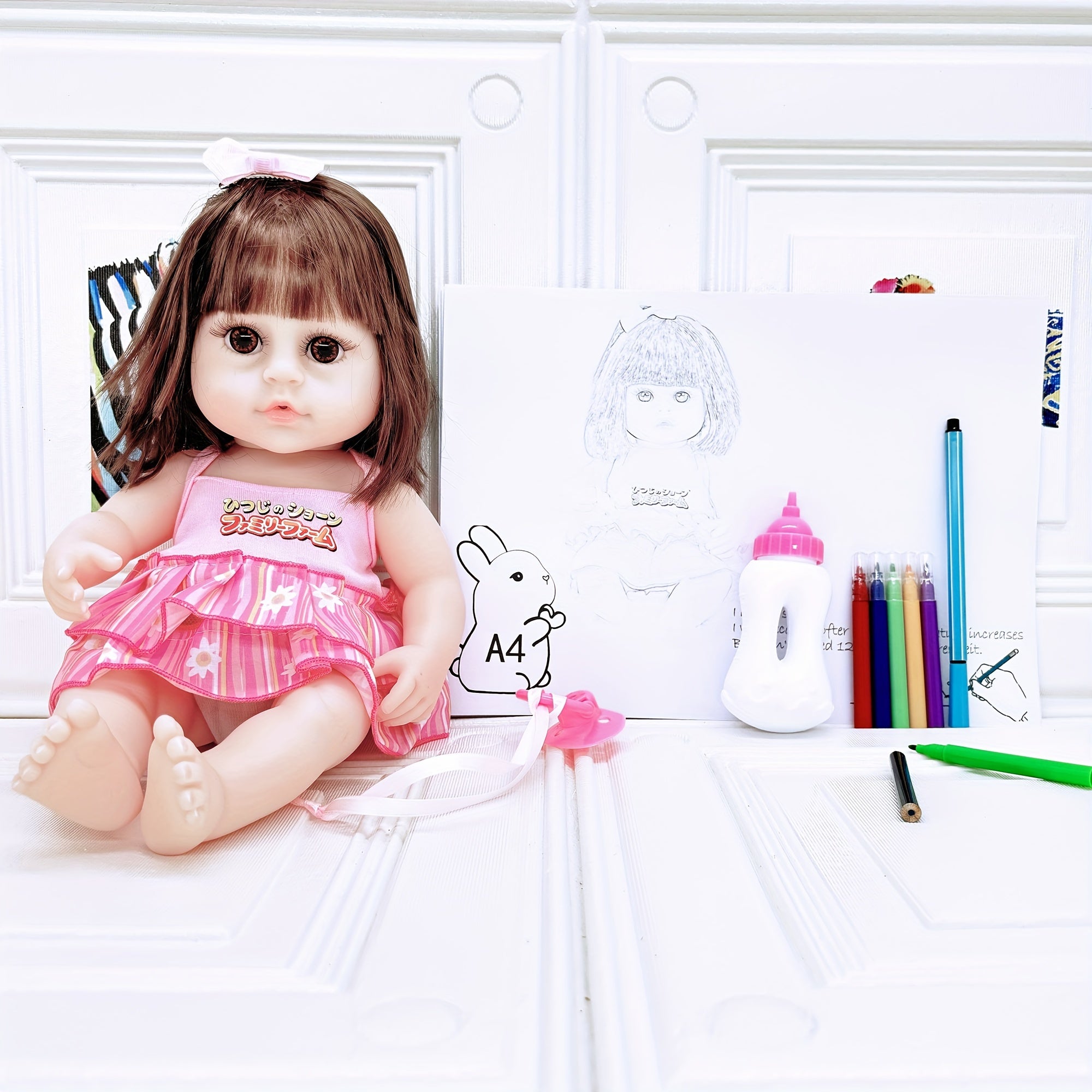 40.64cm Reborn Children Doll with Realistic Eyes Anime Collectible for Kids 3+