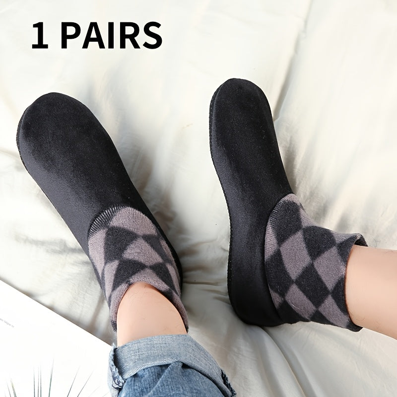 Men and Women Velvet-Lined Anti-Slip Indoor Outdoor Socks Set of Two