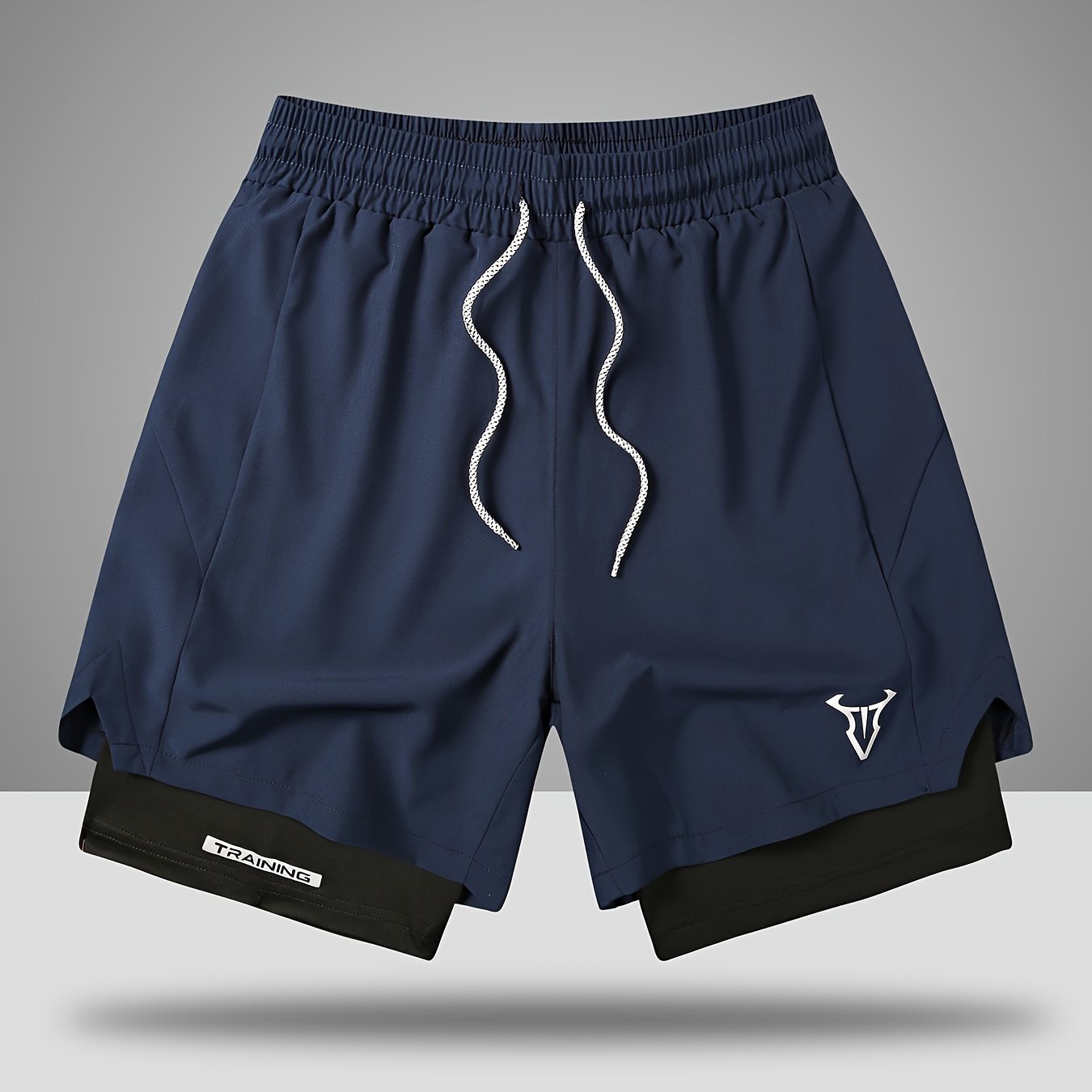 Pantalones cortos deportivos de poliéster con patrón geométrico para hombre, con bolsillos y corte regular