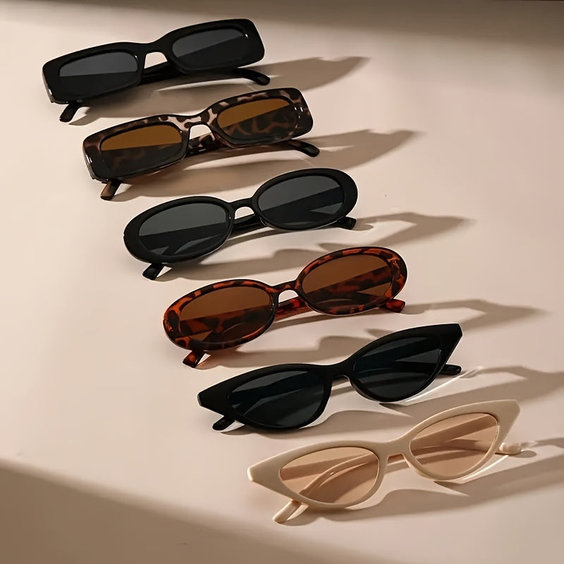 Women's Glasses Set 6 Pairs Oval Square Cat-Eye Polycarbonate Frames for Daily Wear