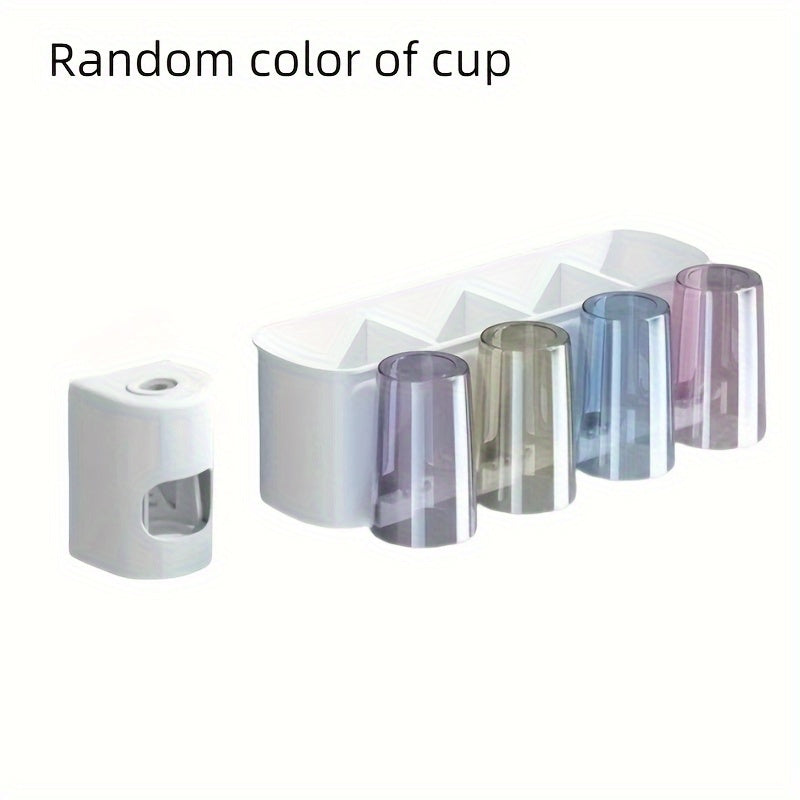 Wall Mounted Plastic Toothbrush and Toothpaste Holder with Suction Cups Bathroom Organizer for Family Dental Hygiene