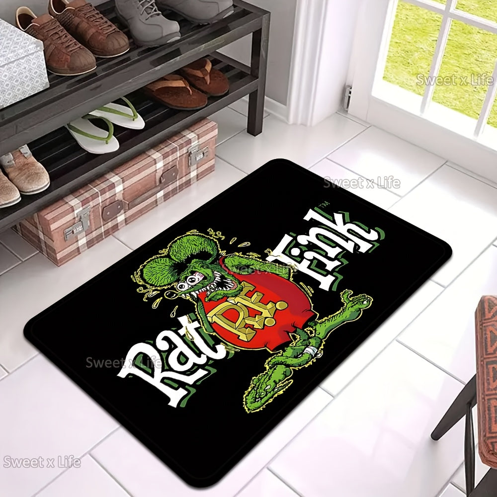 Kulgu bilan to'la Rat Fink kirish mato, sirpanishga qarshi, namlikka chidamli flanel, Rojdestvo dizayni