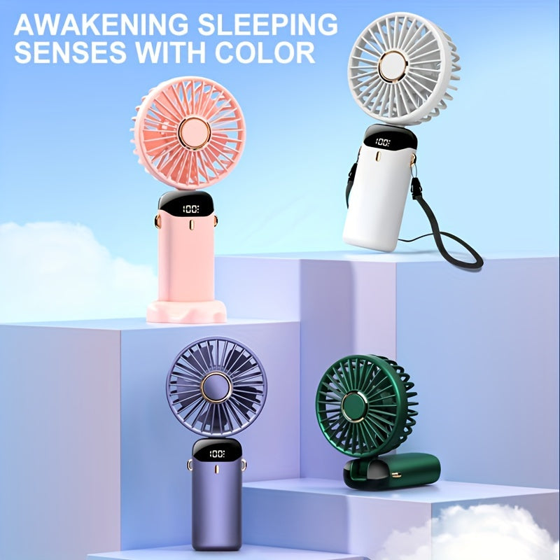 Portable Handheld Fan with USB Charging, Foldable Design, Long Battery