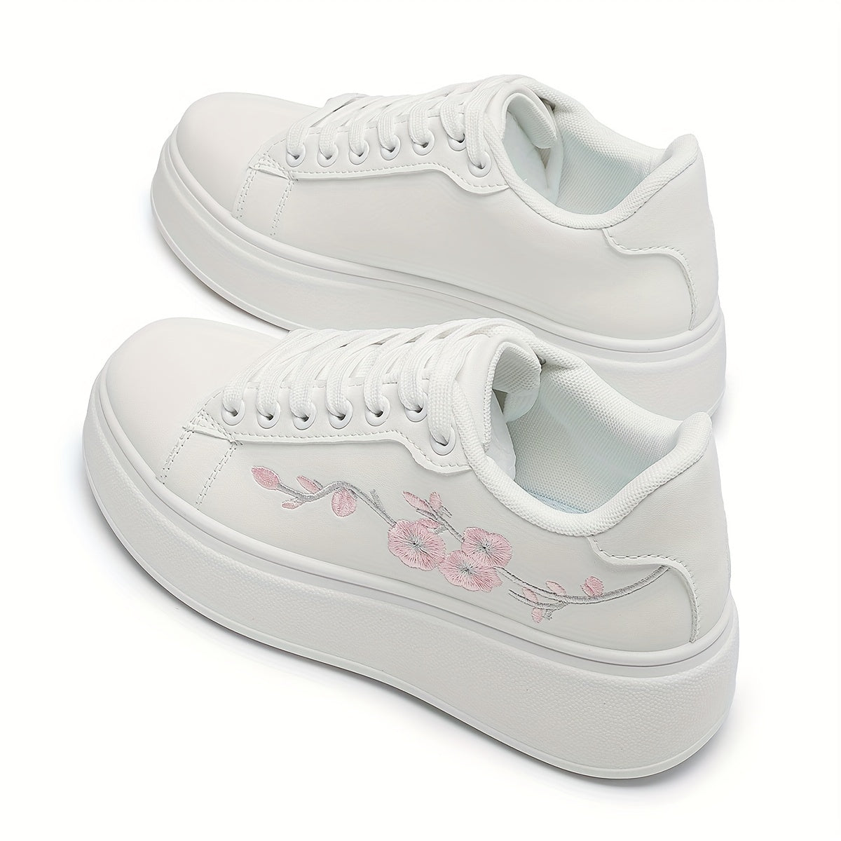 Ayollar uchun tikilgan kanvas sport oyoq kiyimlari, qalin tormozsiz tagliklar bilan