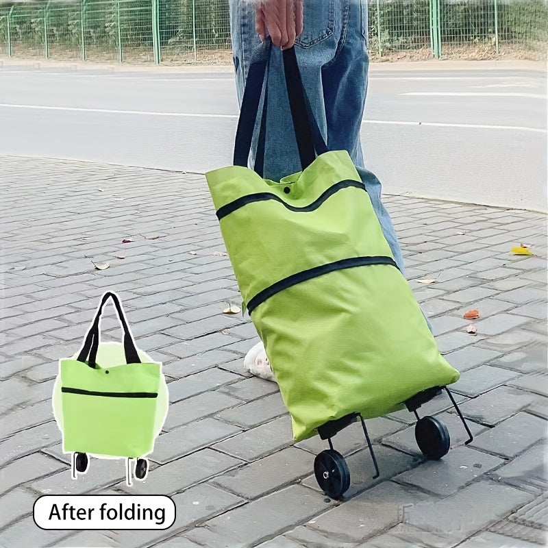 Foldable Shopping Cart Trolley with Wheels Waterproof Oxford Fabric Large Capacity