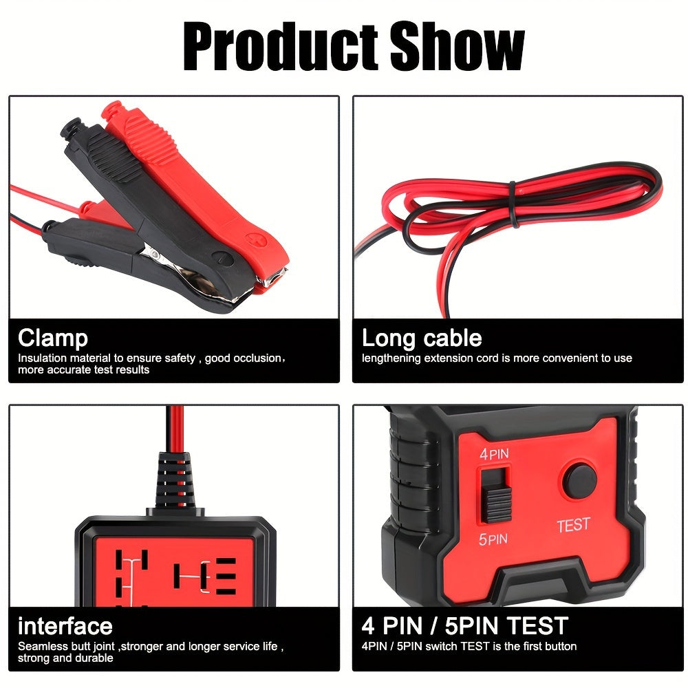 Universal 12V Automotive Relay Tester for Car Battery Check with LED