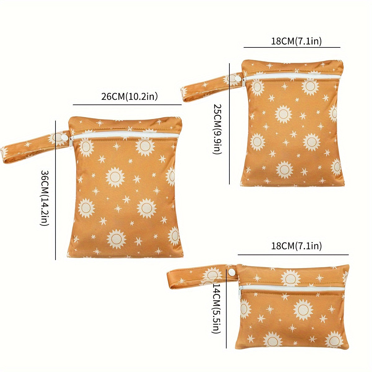 Set of Recycled Cloth Waterproof Wet Dry Diaper Bags with Zipper and Handle