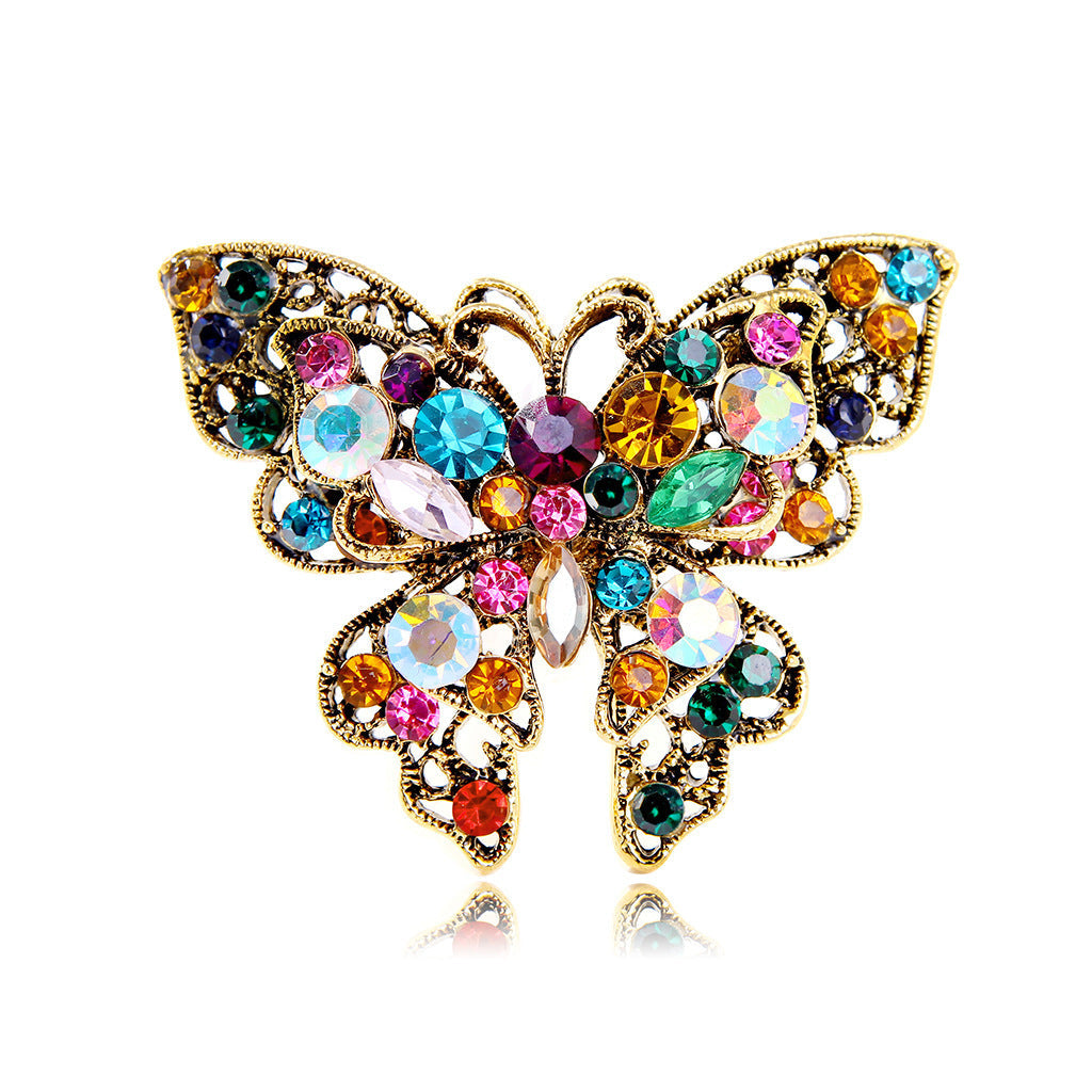 Crystal Butterfly Brooch Pin with Colorful Rhinestones for Women and Men