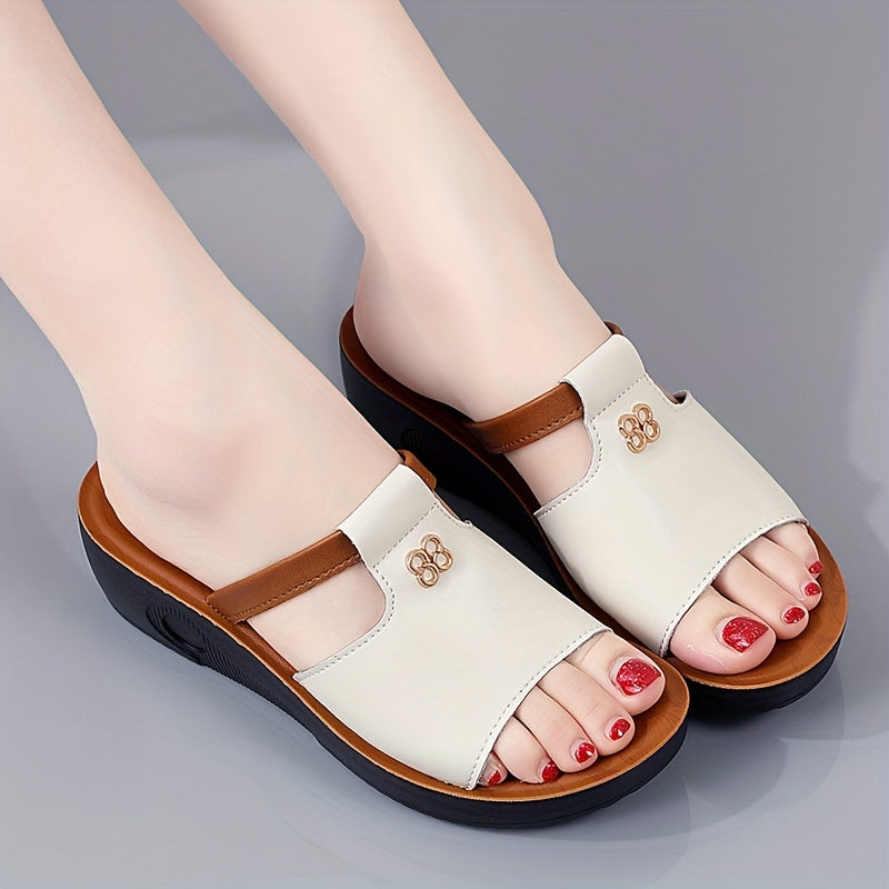 Women's Wedge Sandals Open Toe Slip-On Summer Casual Comfort