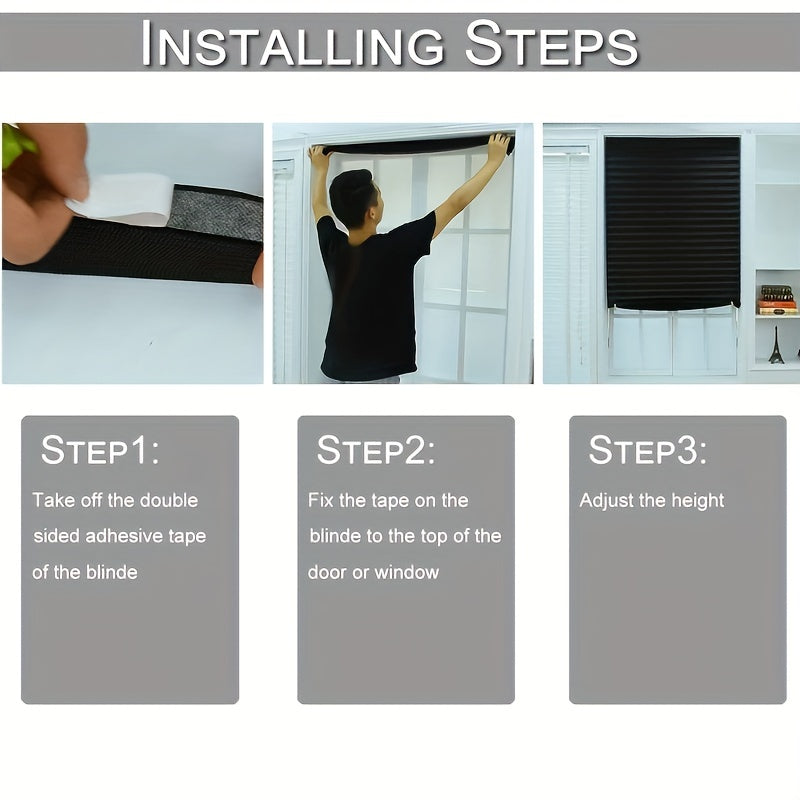 Pleated Curtains for Bedroom Office Living Room Semi-Shading Privacy Non-Woven Fabric