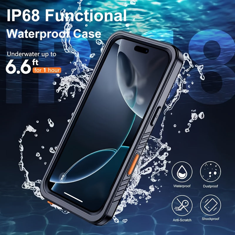 Waterproof iPhone 16 Case Shockproof TPU Back Screen Protector Lanyard Dust Snow Resistant
